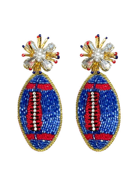 Football Burst Earrings - Blue and Red