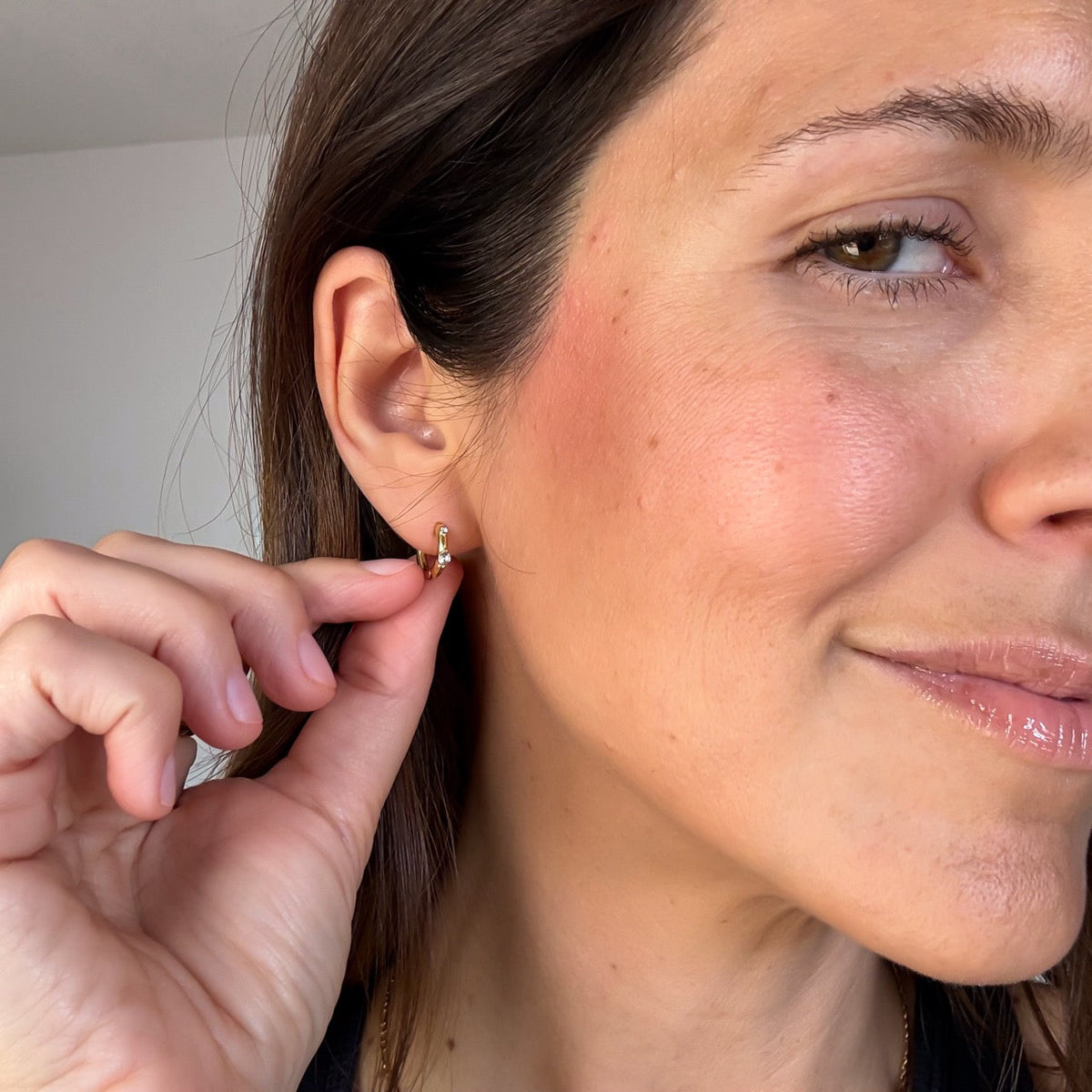 Mini Crystal Rounded Huggie Hoop Earrings