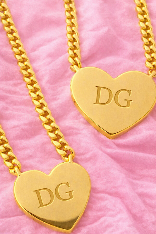 SC - ETA 4/15 - Delta Gamma Engraved Gold Heart Necklace