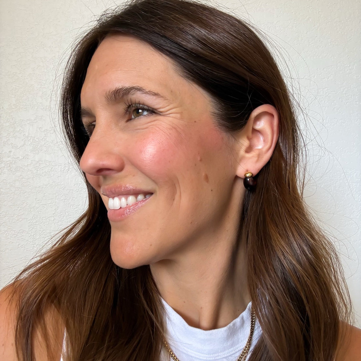 Tortoise Shell Drop Stud Earrings