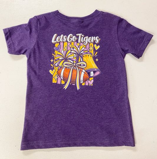 Girls Let’s Go Tigers Cheer Gameday T-Shirt – Purple & Gold