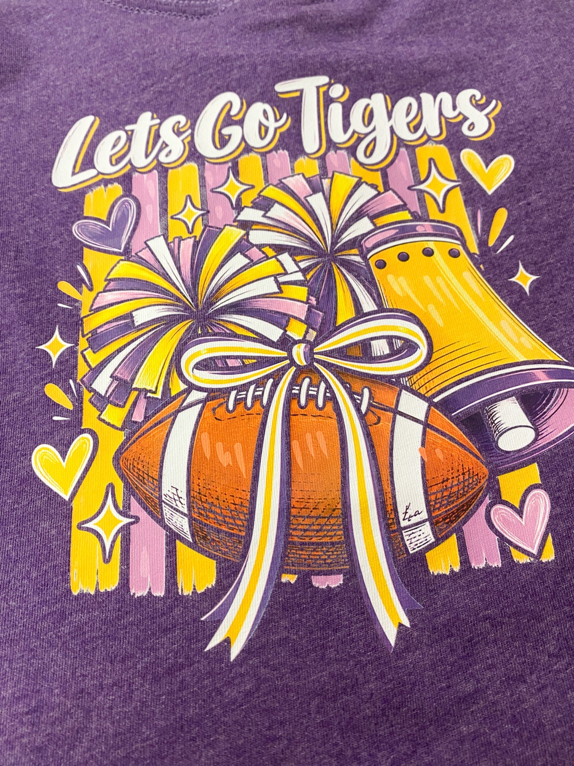 Girls Let’s Go Tigers Cheer Gameday T-Shirt – Purple & Gold