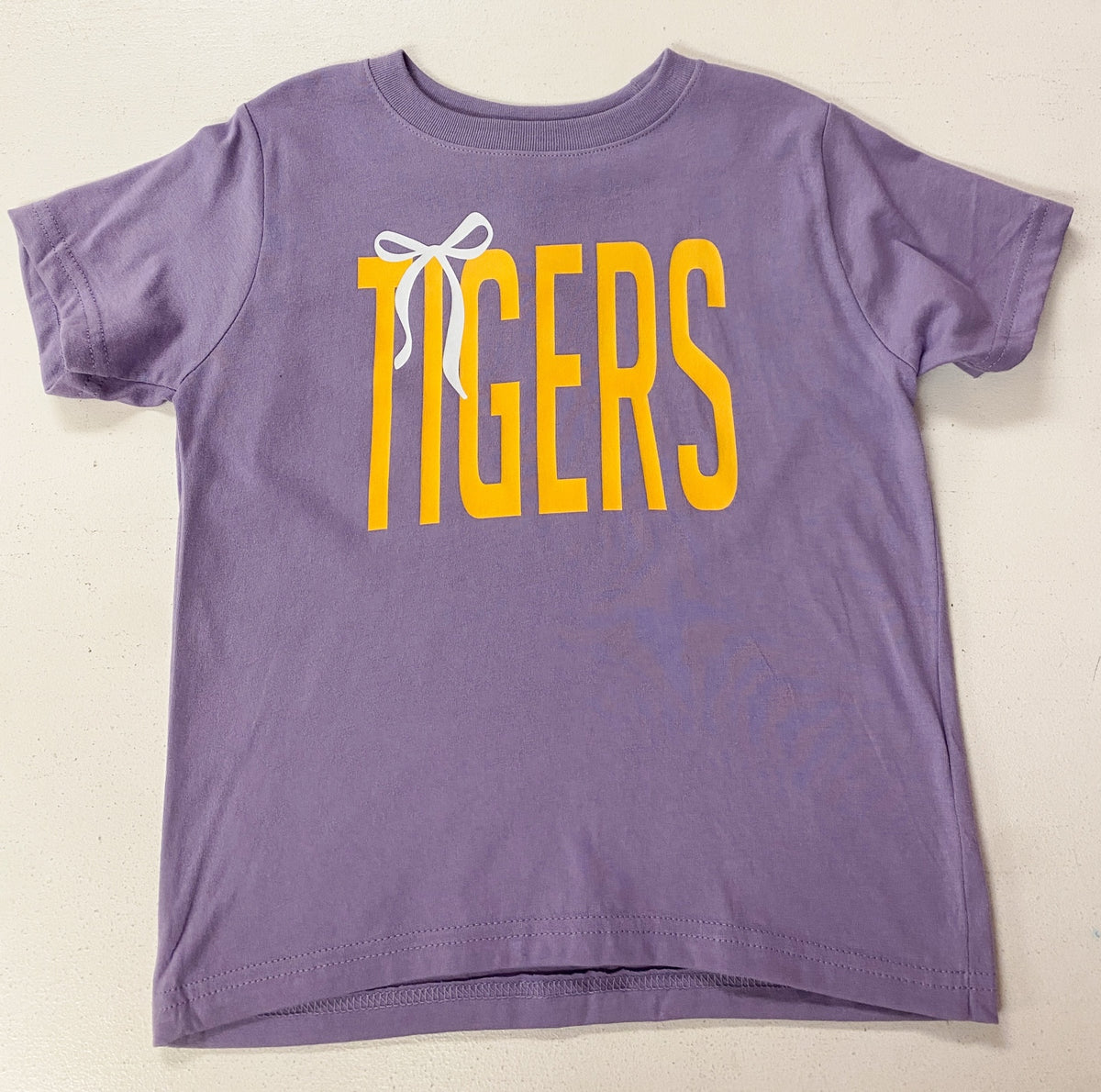 Girls Tigers Bow Gameday T-Shirt – Purple & Gold