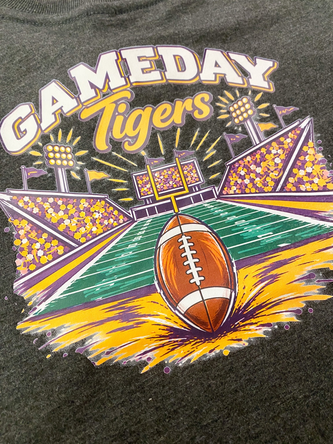 Boys LSU Tigers Gameday Football T-Shirt – Heather Grey Purple & Gold
