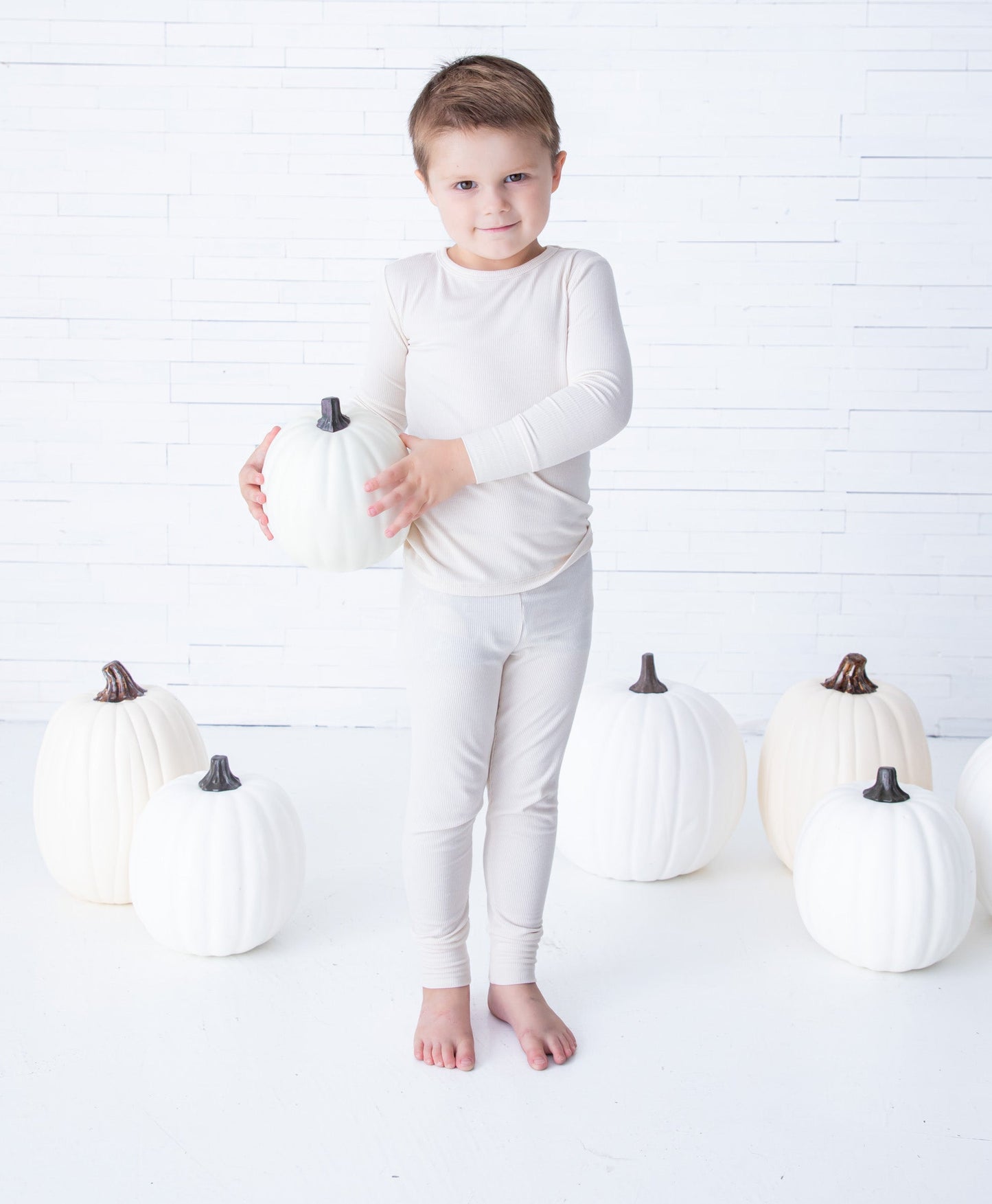 Ivory Ribbed 2-Piece Pajamas