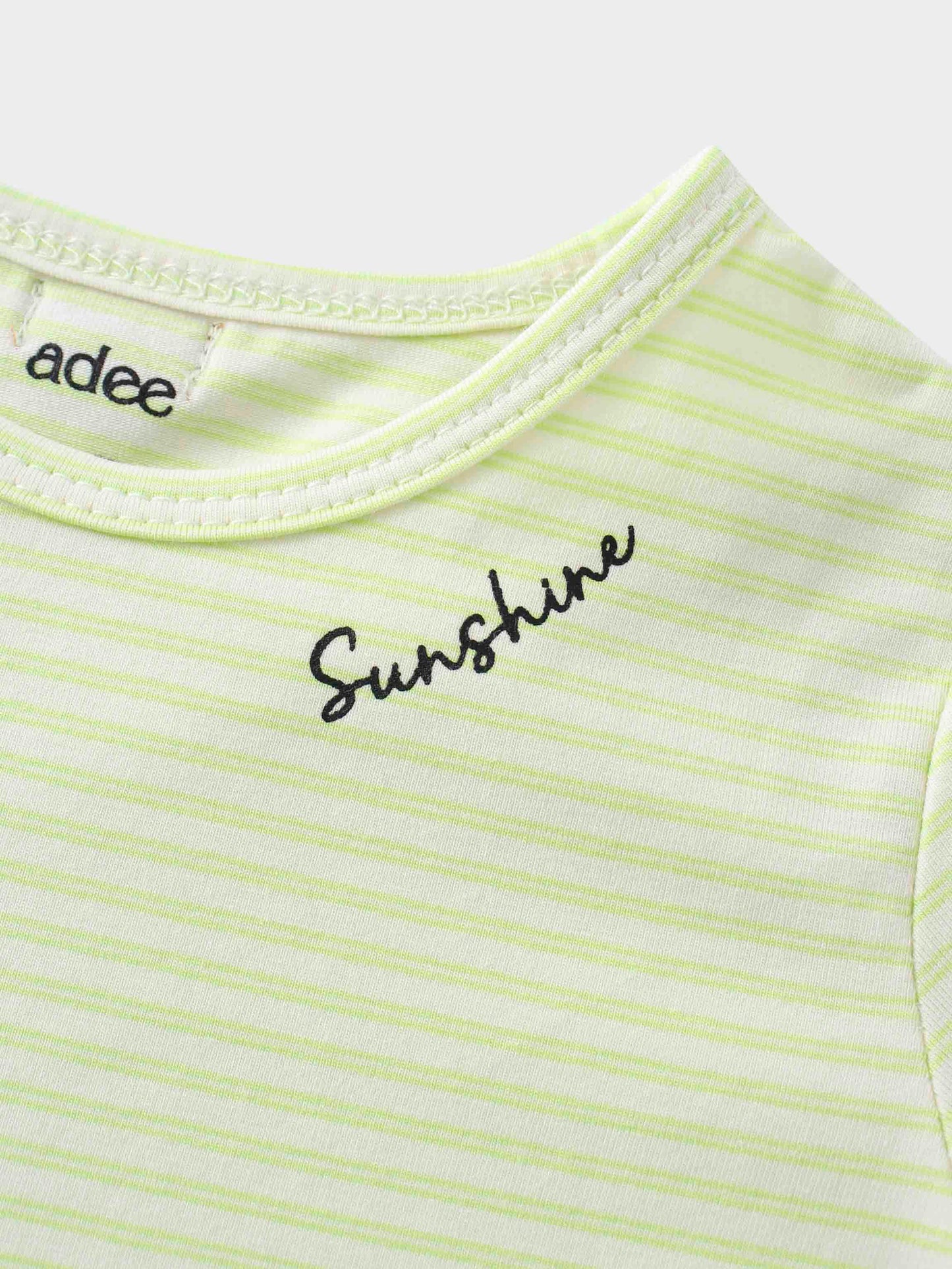 Yellow Striped 3/4 Sleeve T-Shirt