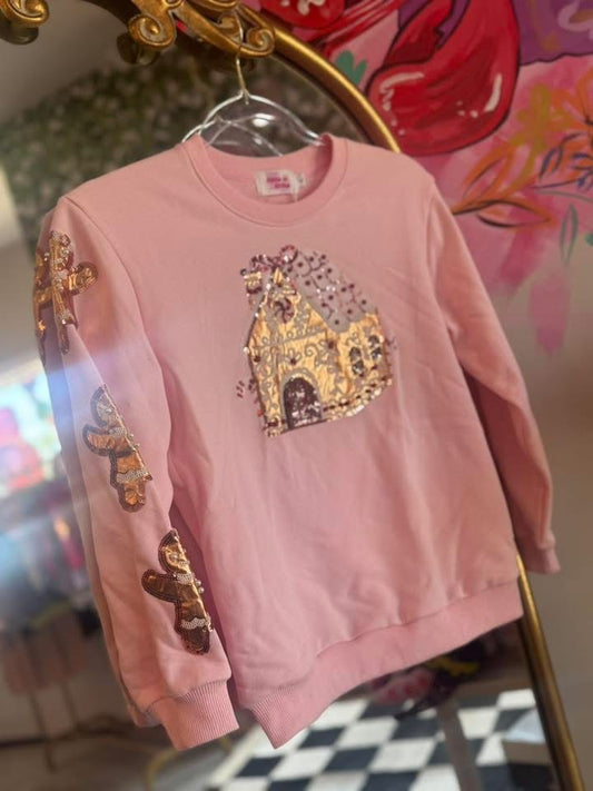 Gingerbread House Sequin Sweatshirt – Girls Holiday Pullover