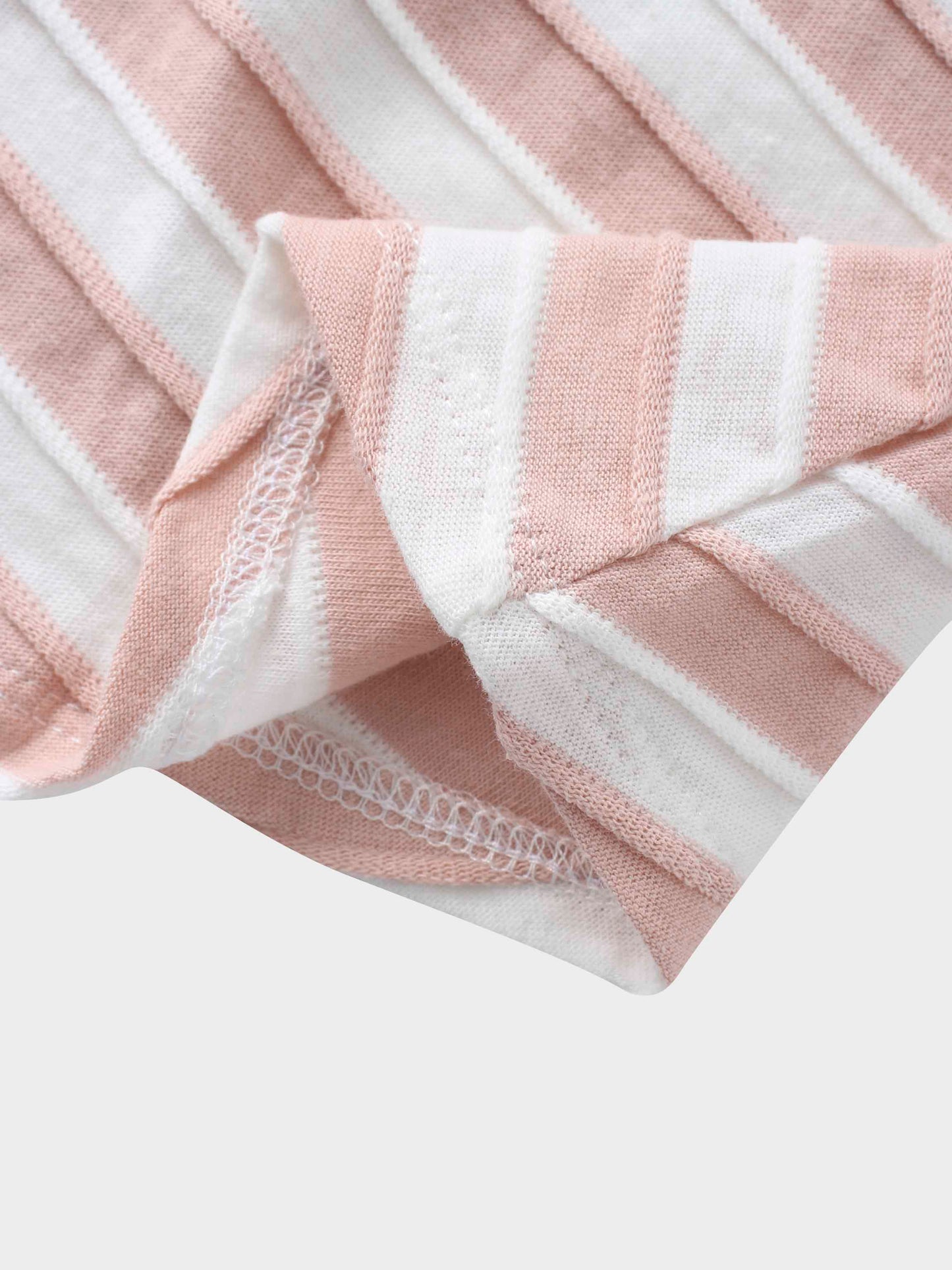 Striped Textured Skirt Set- Short Sleeve