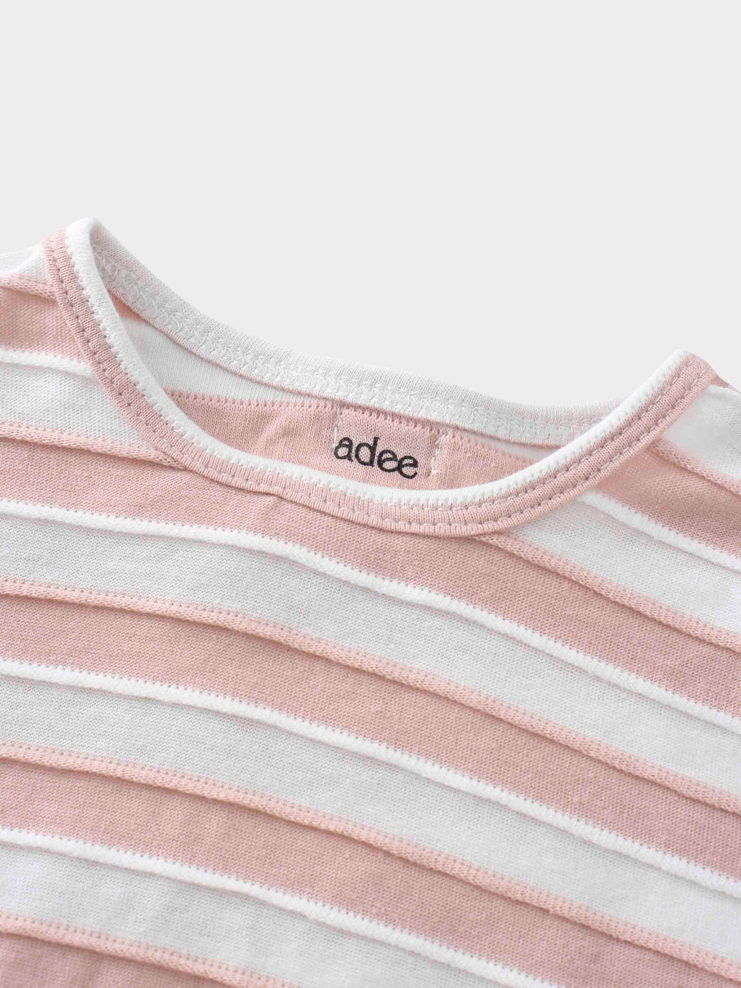 Striped Textured Skirt Set- Short Sleeve