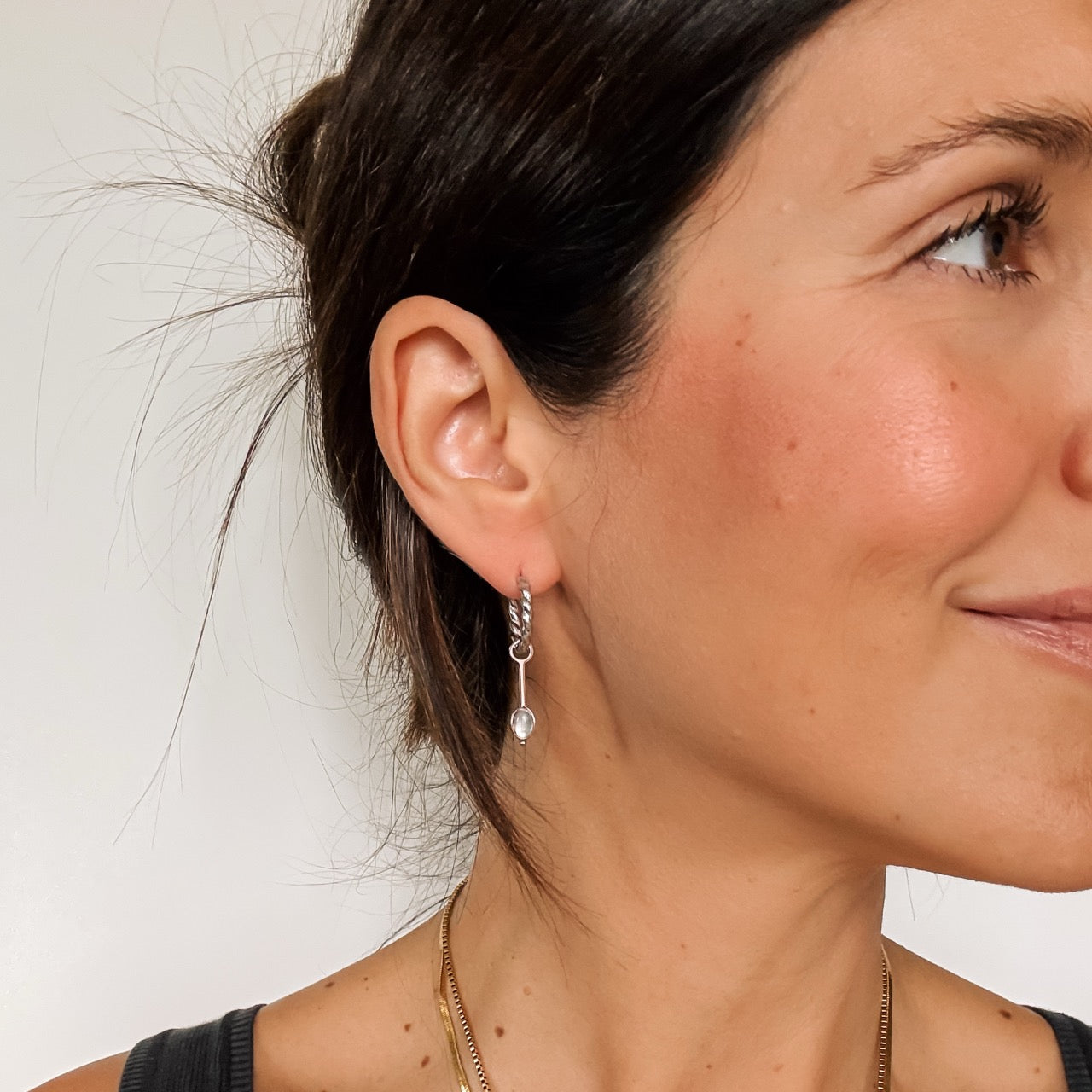 Gem Drop Huggie Hoop Charms