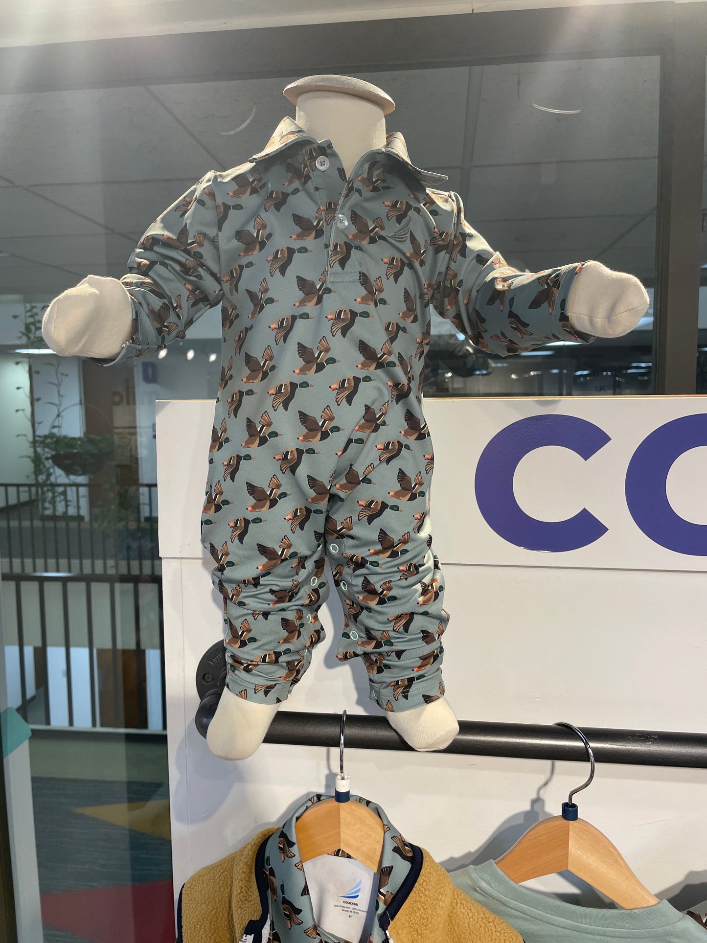 Performance Duck Print Baby Romper – Long Sleeve Collared One-Piece