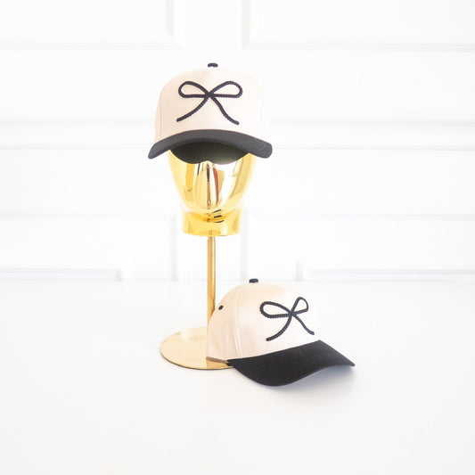 Black Cross Stitch Bow - Baseball Cap