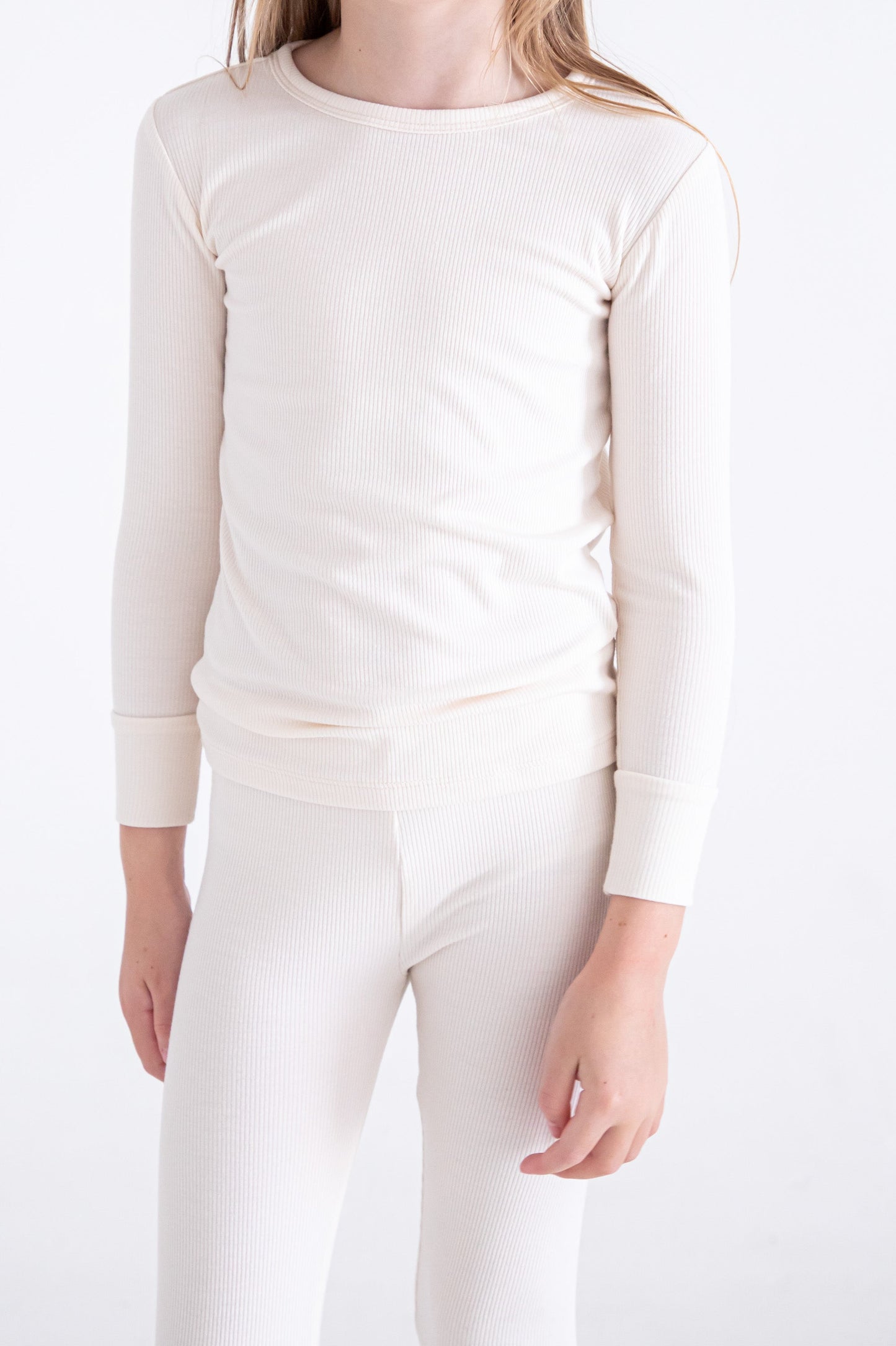Ivory Ribbed 2-Piece Pajamas