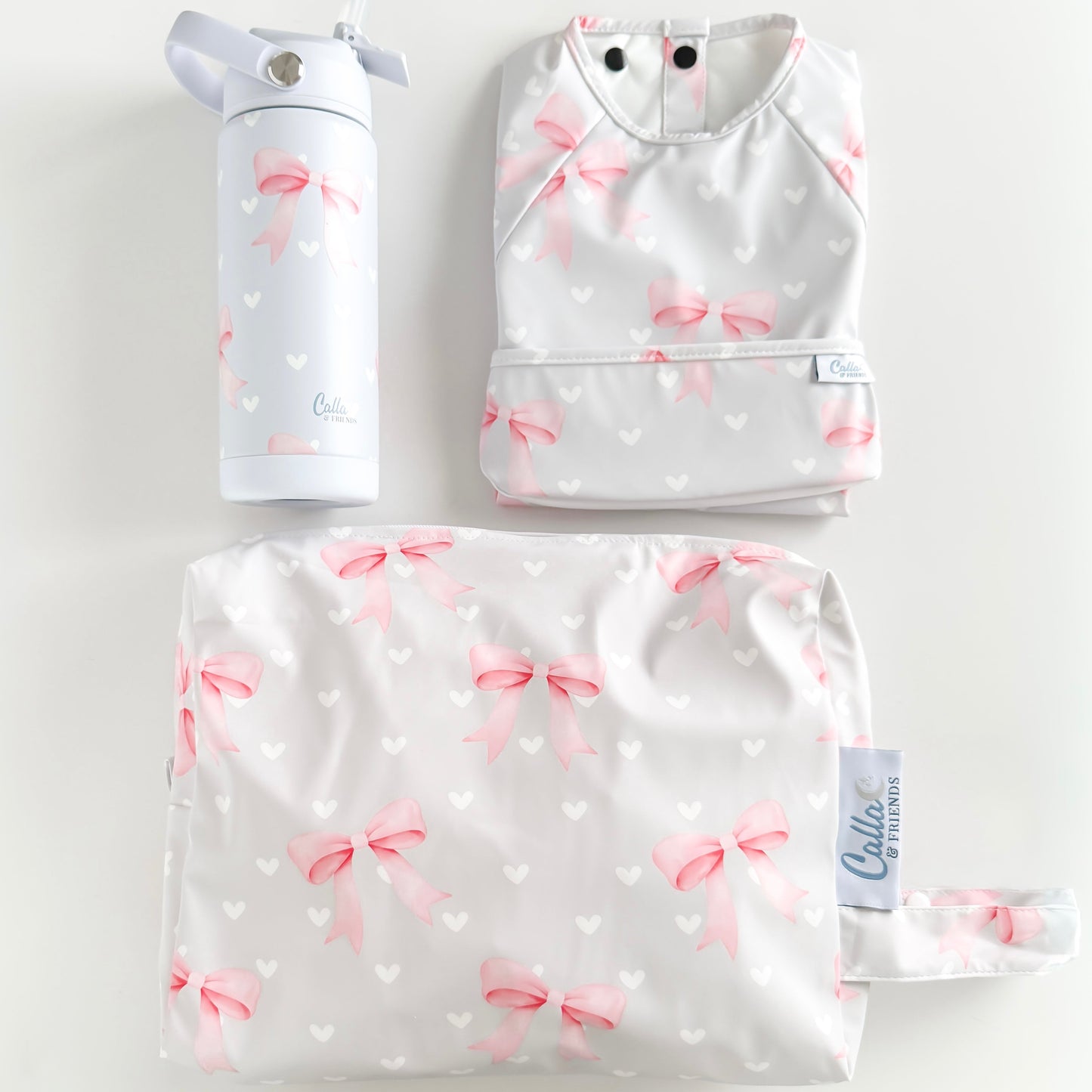 The Grayson Long Sleeve Bib - Sweetheart Bows