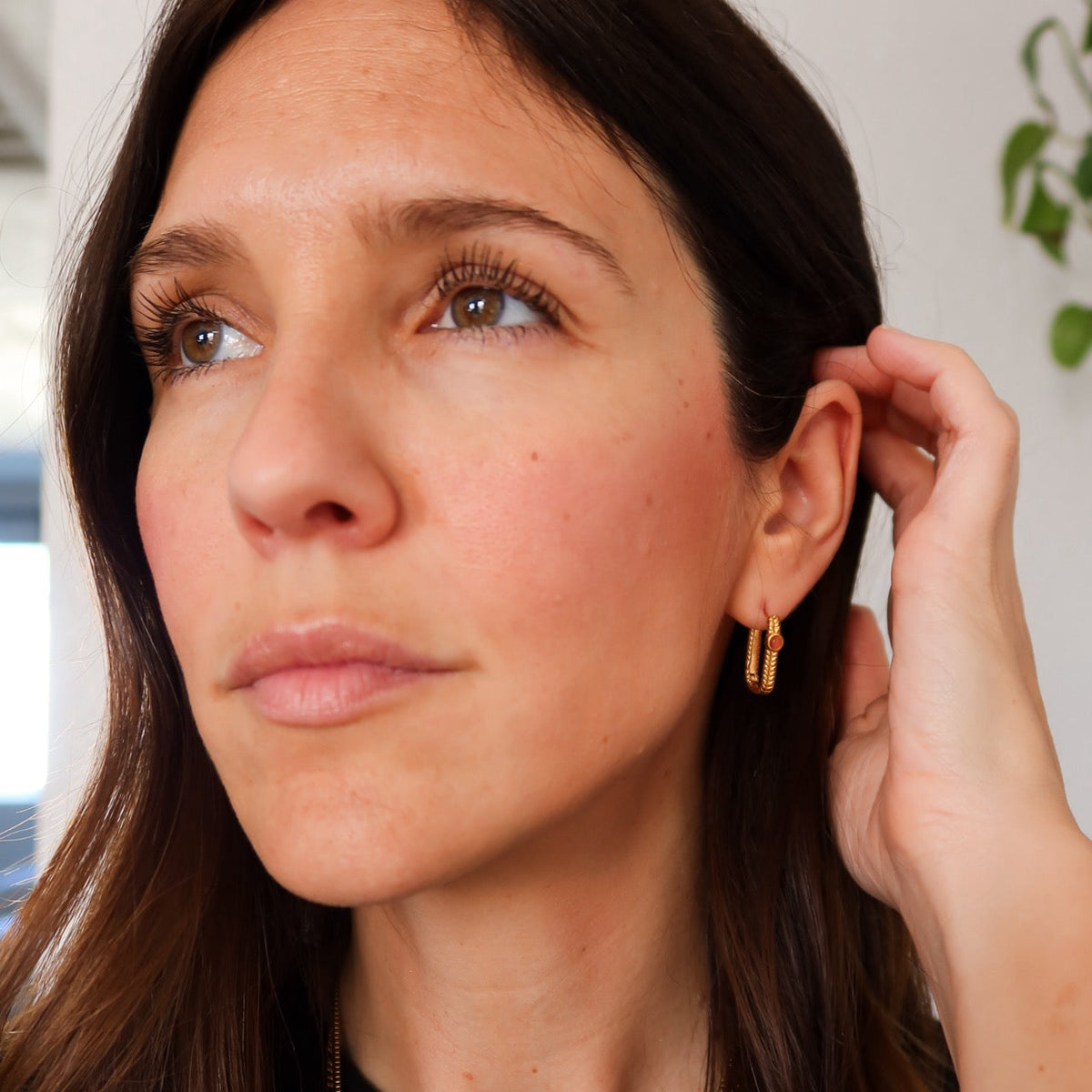 Rope Rectangle Huggie Hoop Earrings