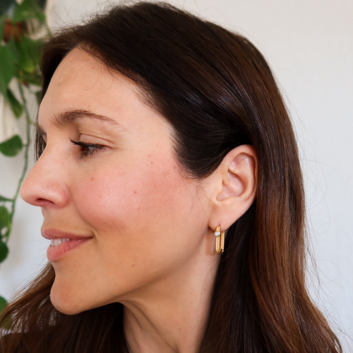 Rope Rectangle Huggie Hoop Earrings