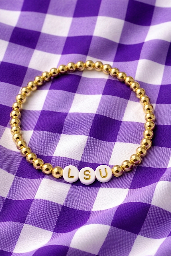 SC - LSU Gold Beaded Bracelet