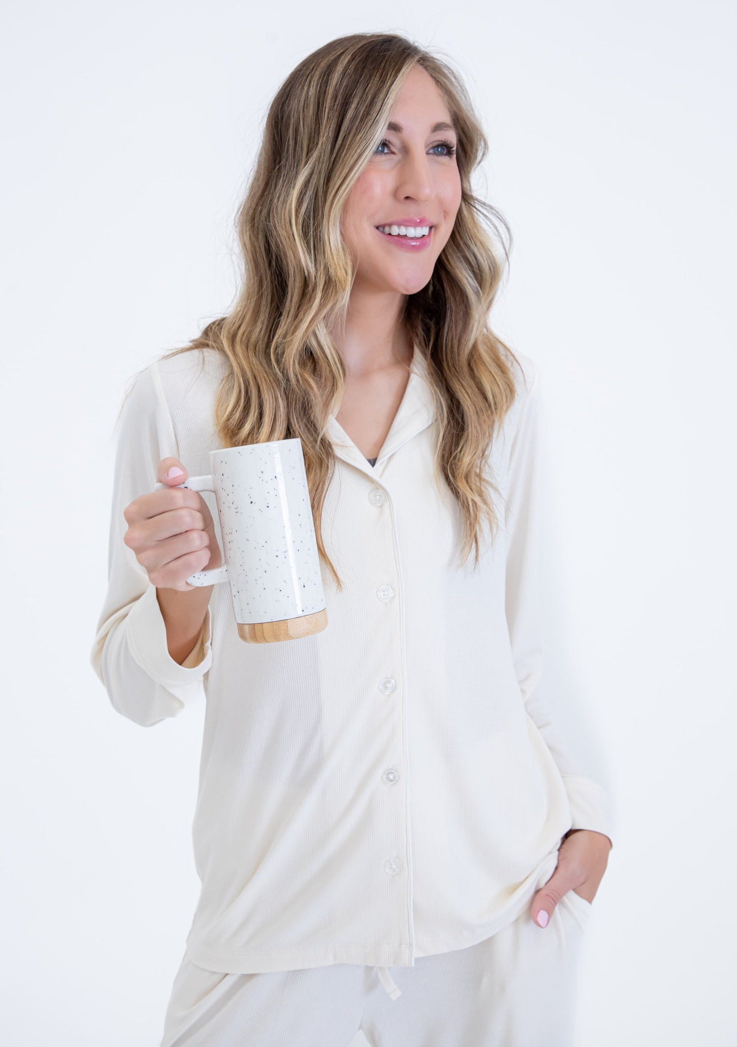 Ivory Ribbed Women's Lounge Set