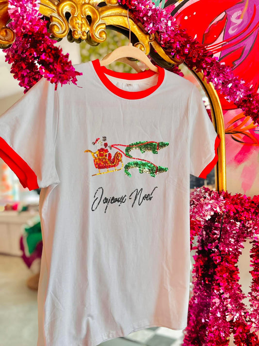 Joyeux Noël Cajun Christmas Alligator Tee