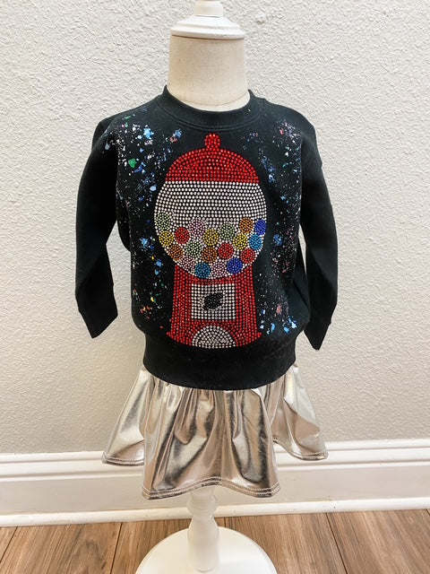 Black Rhinestone Gumball Machine Sweatshirt – Girls Sparkle Pullover
