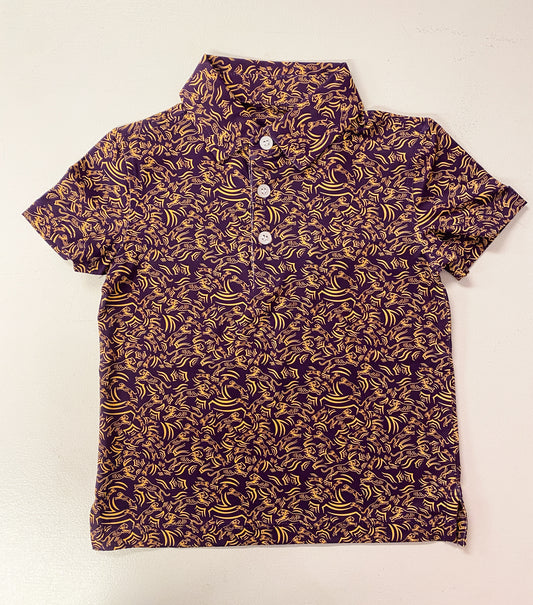 Purple & Gold Tiger Print Boys Dri-Fit Polo Shirt – LSU Game Day Outfit