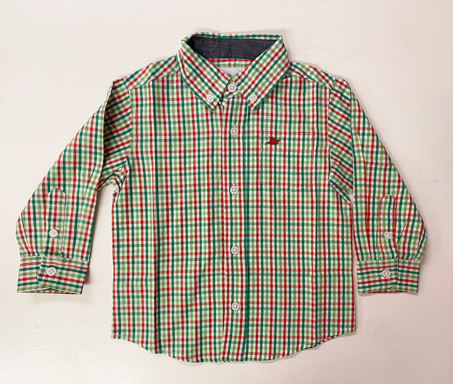 Boys Red & Jolly Green Plaid Shirt – Festive Holiday Button Down