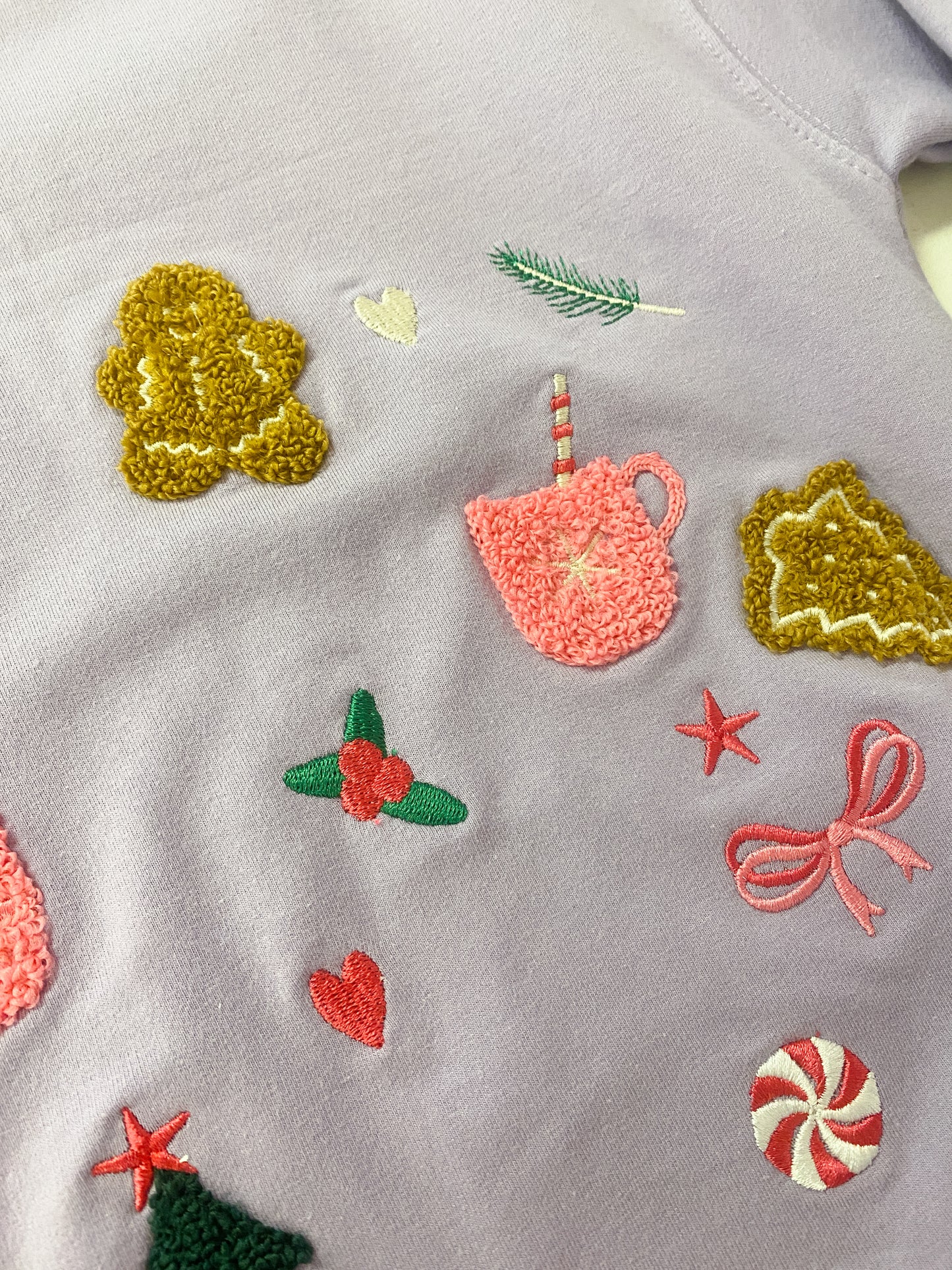 Lavender Christmas Motif Sweatshirt – Girls Holiday Pullover
