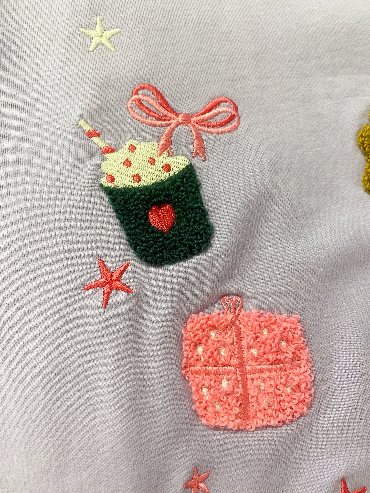 Lavender Christmas Motif Sweatshirt – Girls Holiday Pullover