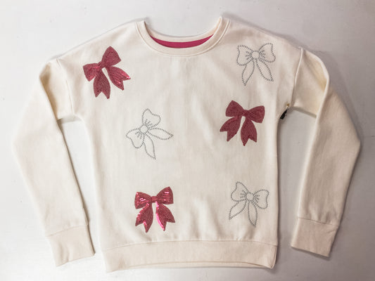Cream Sequin & Pearl Bows Sweatshirt – Tween Girl Boutique Holiday Fleece