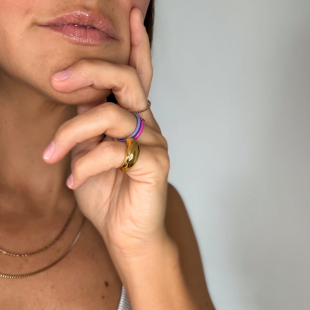 Split Color Neon Purple & Blue Stacker Ring