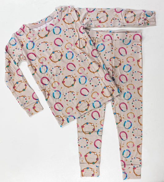 Beaded Bracelet Print Bamboo 2-Piece Pajama Set