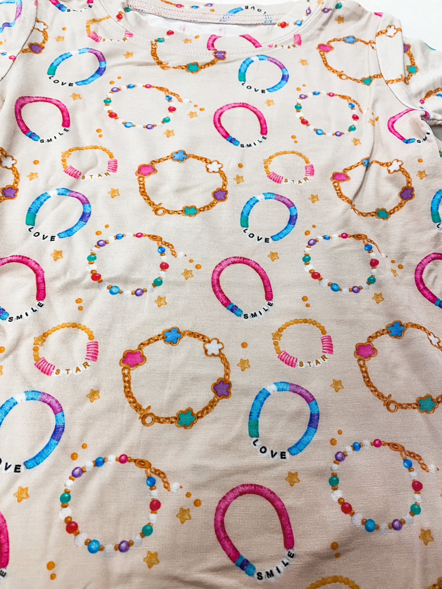 Beaded Bracelet Print Bamboo 2-Piece Pajama Set