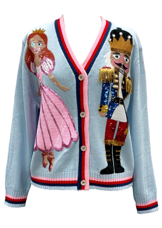 Queen of Sparkles Light Blue Sequin Nutcracker & Clara Cardigan – Adult
