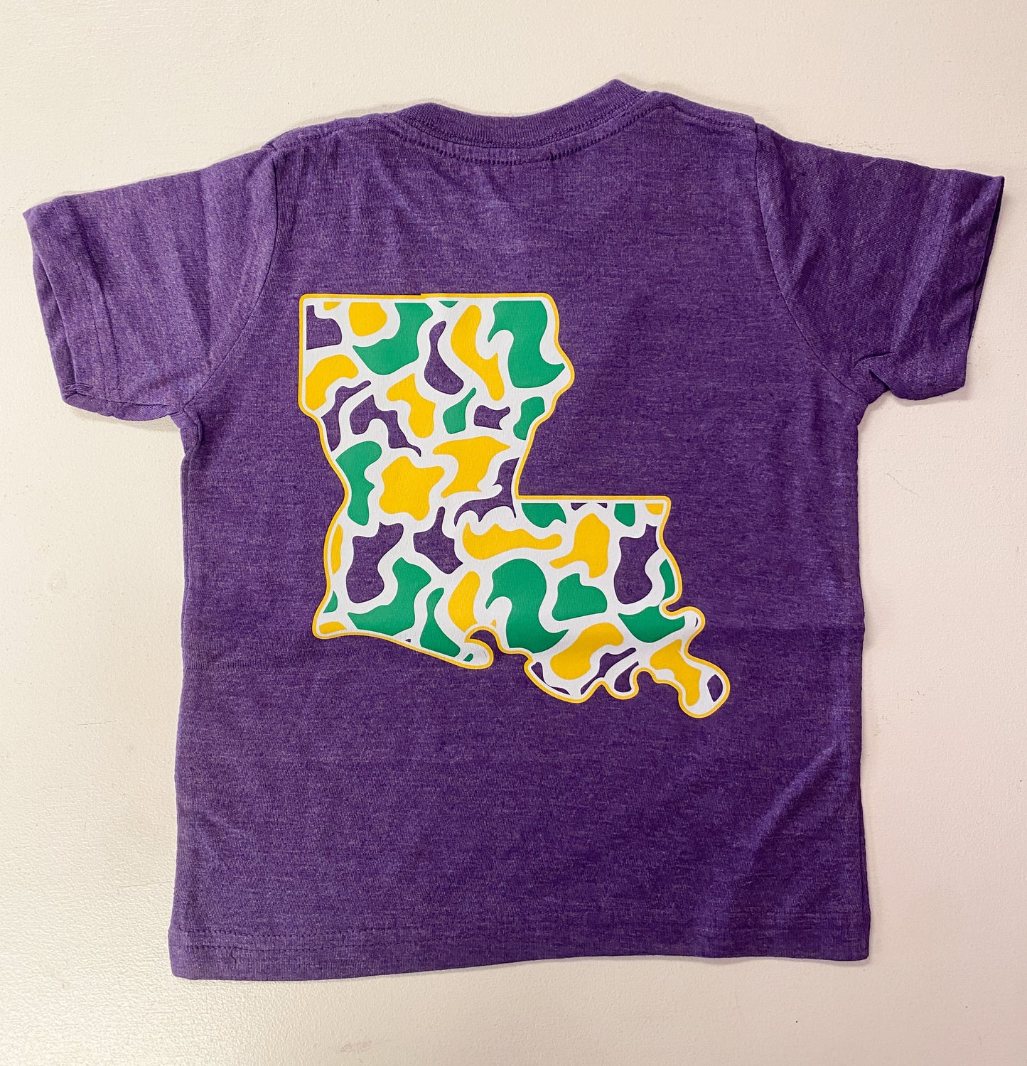 Kids Louisiana Camo Mardi Gras T-Shirt