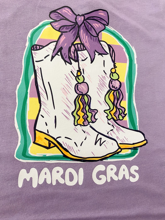 Kids Mardi Gras Boots T-Shirt– Purple Graphic Tee