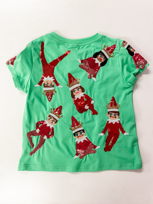 Queen of Sparkles Green Elf on the Shelf Tee - Kids