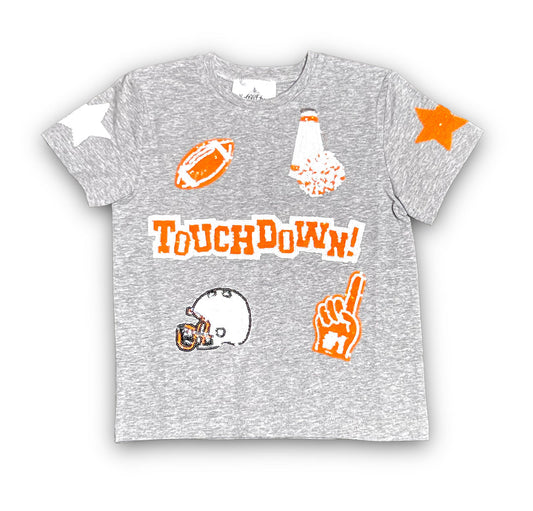 Orange and White Football Collage Kid's Sequin Shirt