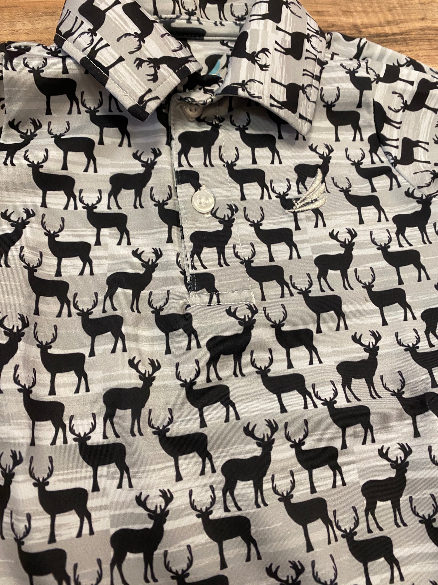 Performance Deer Print Polo – Boys Long Sleeve Shirt