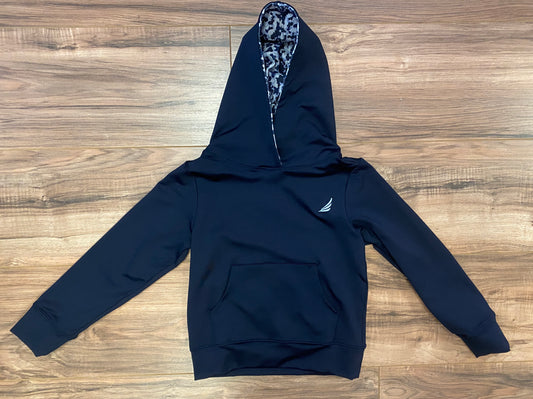 Performance Navy Hoodie with Camo Lining – Boys Long Sleeve Pullover