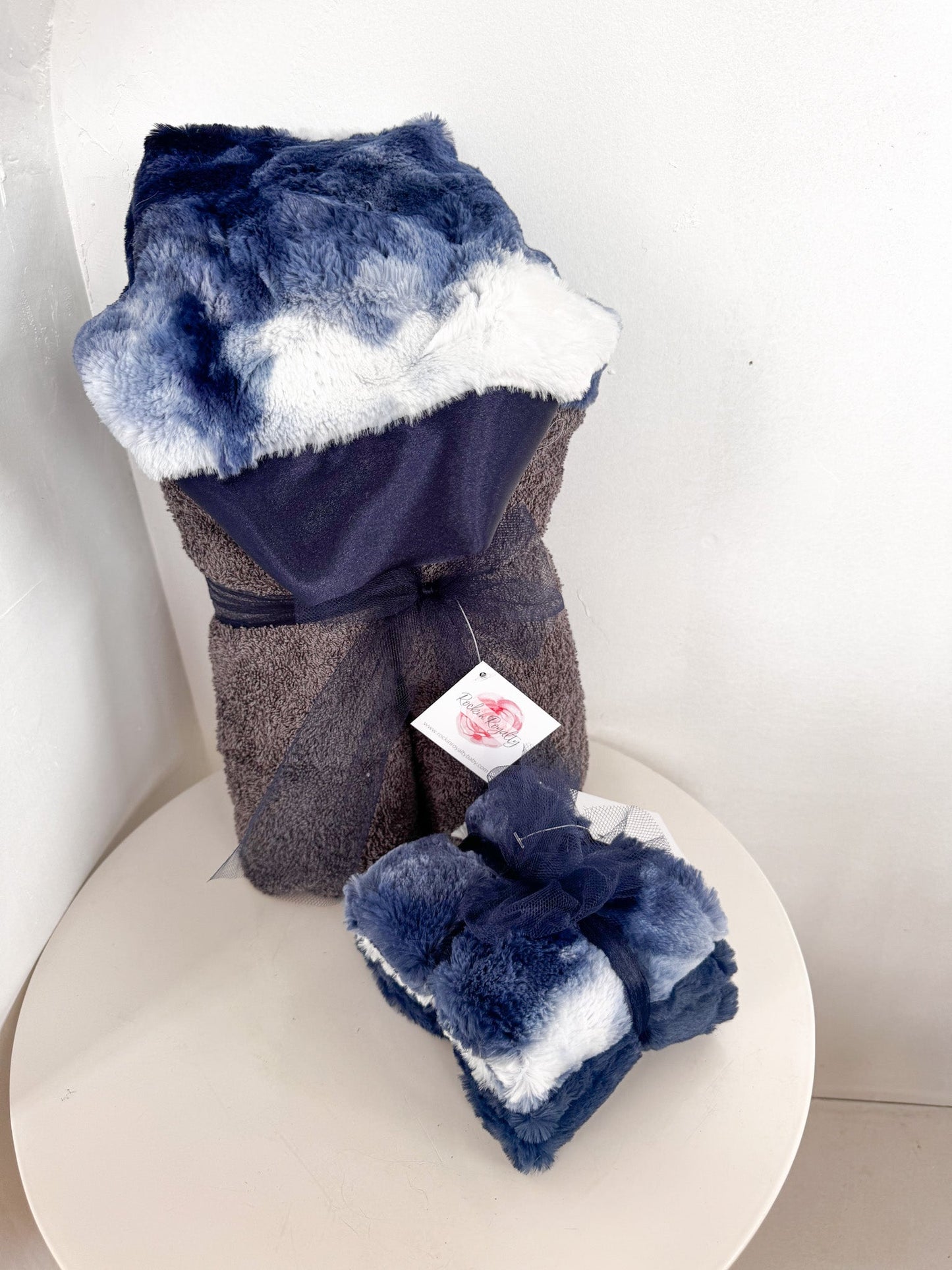 Hooded Bath Towel- Navy Tie Dye