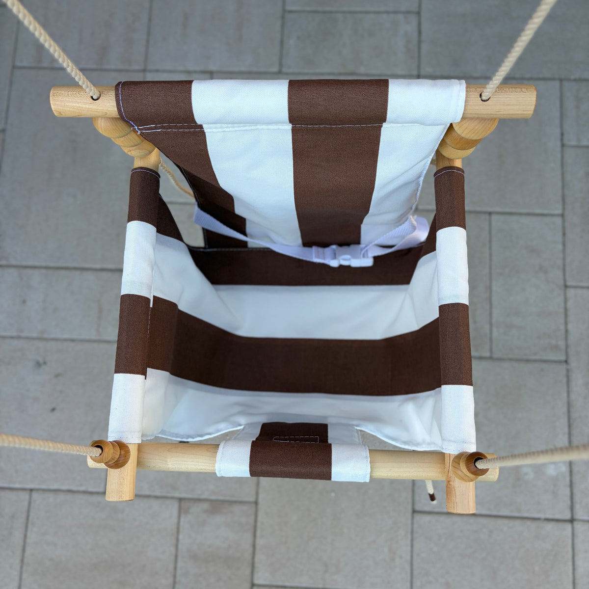 Outdoor High Back Baby & Toddler Swing-Wide Brown & White Stripe