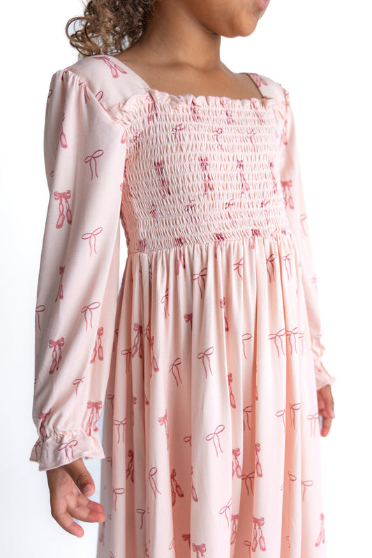 Ballet Blush Smocked Twirl Dress