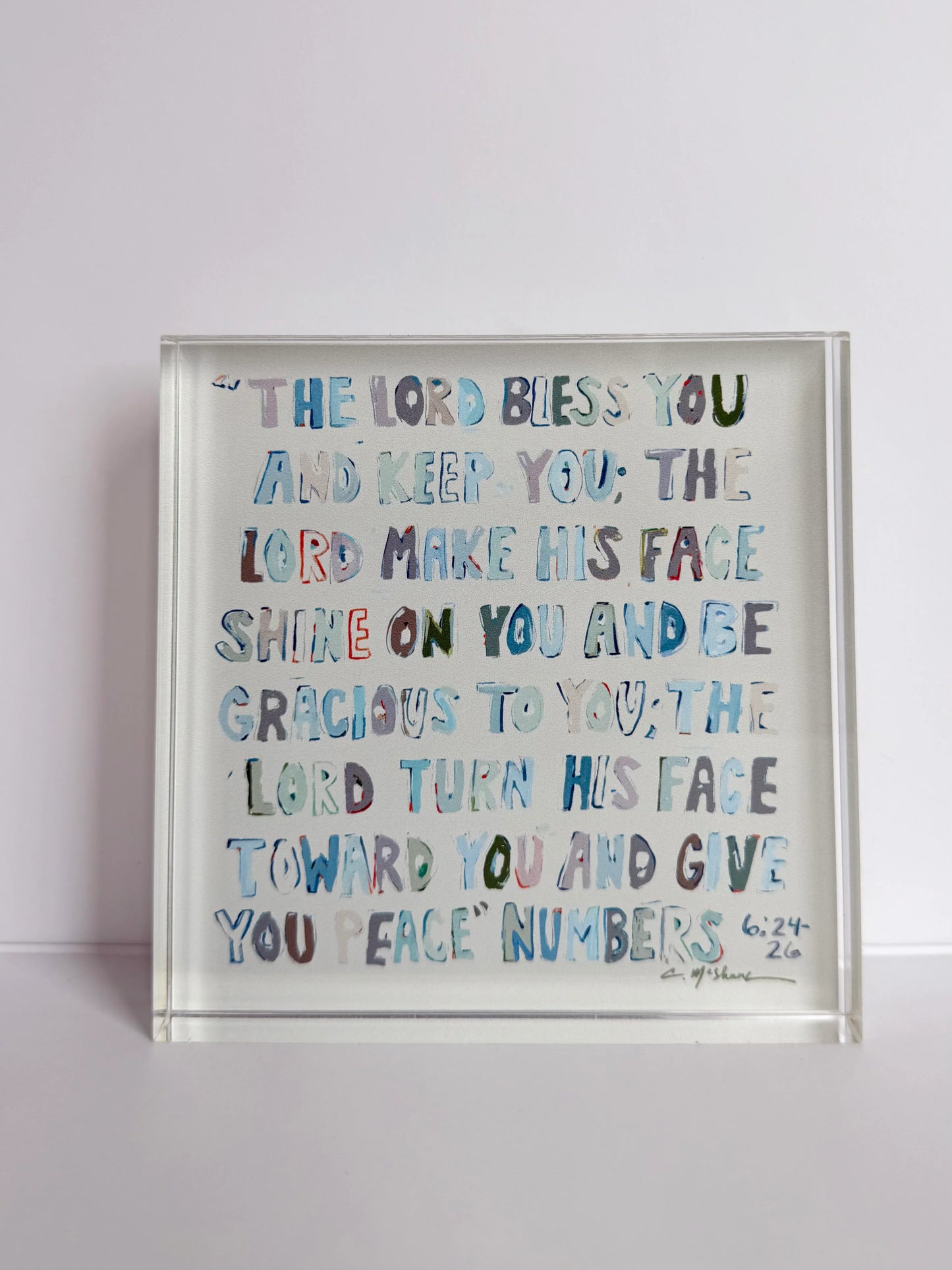 Numbers 6: 24-26 Neutral Acrylic Tabletop Art