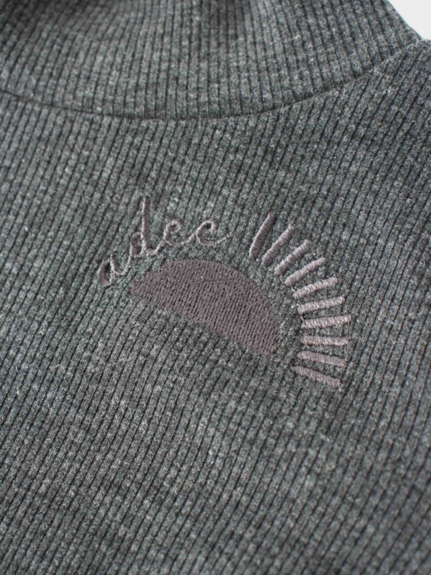 Ribbed Leggings Set with Puff Sleeves - Grey