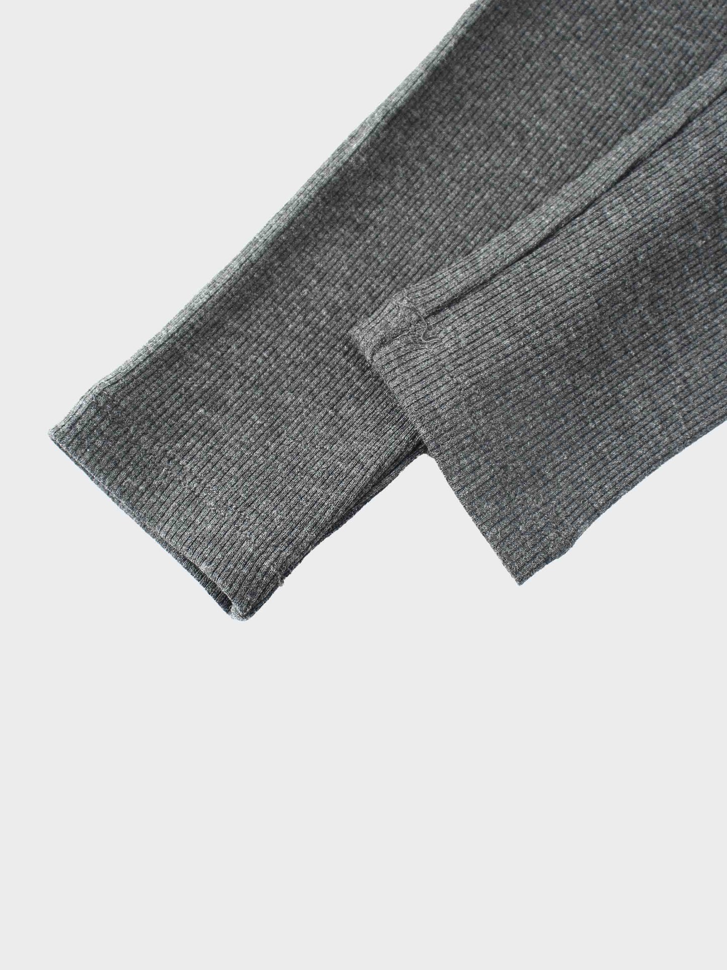 Ribbed Leggings Set with Puff Sleeves - Grey