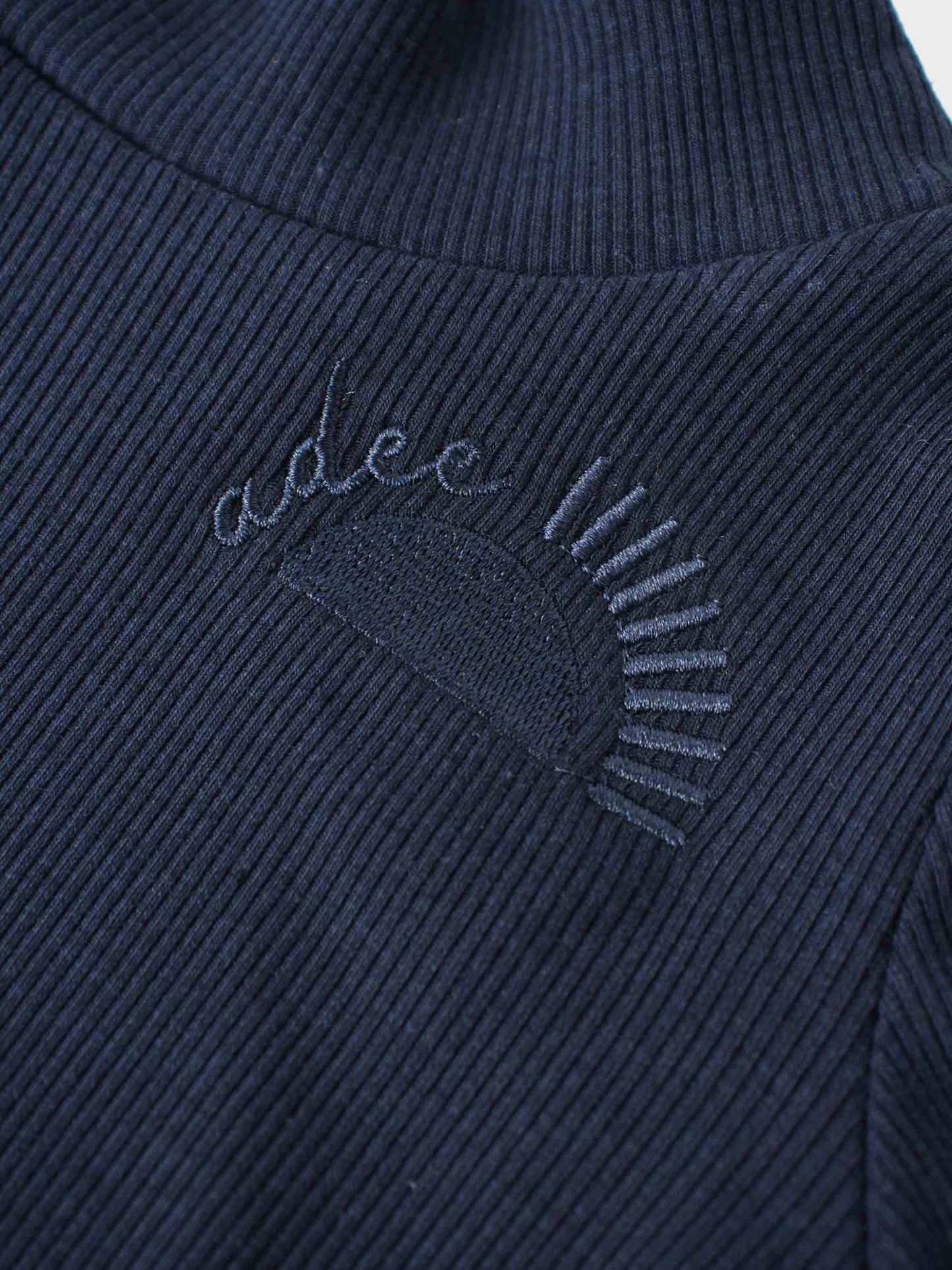 Ribbed Legging Set Puff Sleeves - Navy