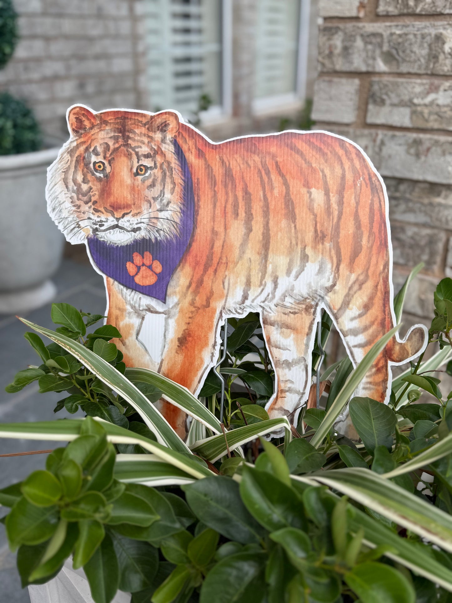 Purple & Orange Tiger Garden Stake