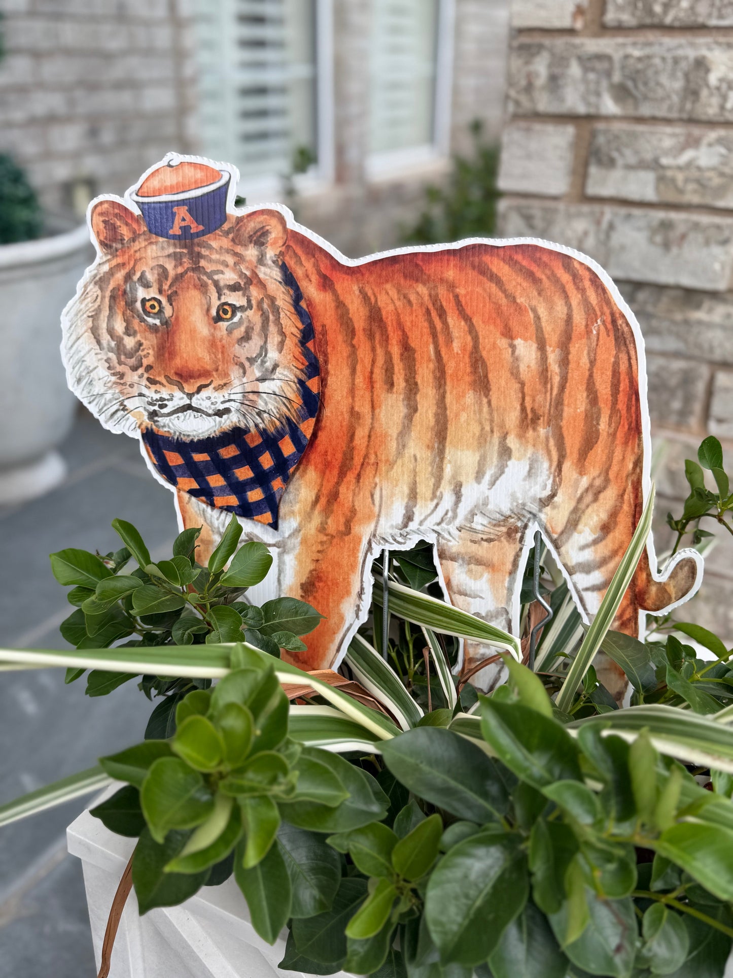 Orange & Blue Tiger Garden Stake