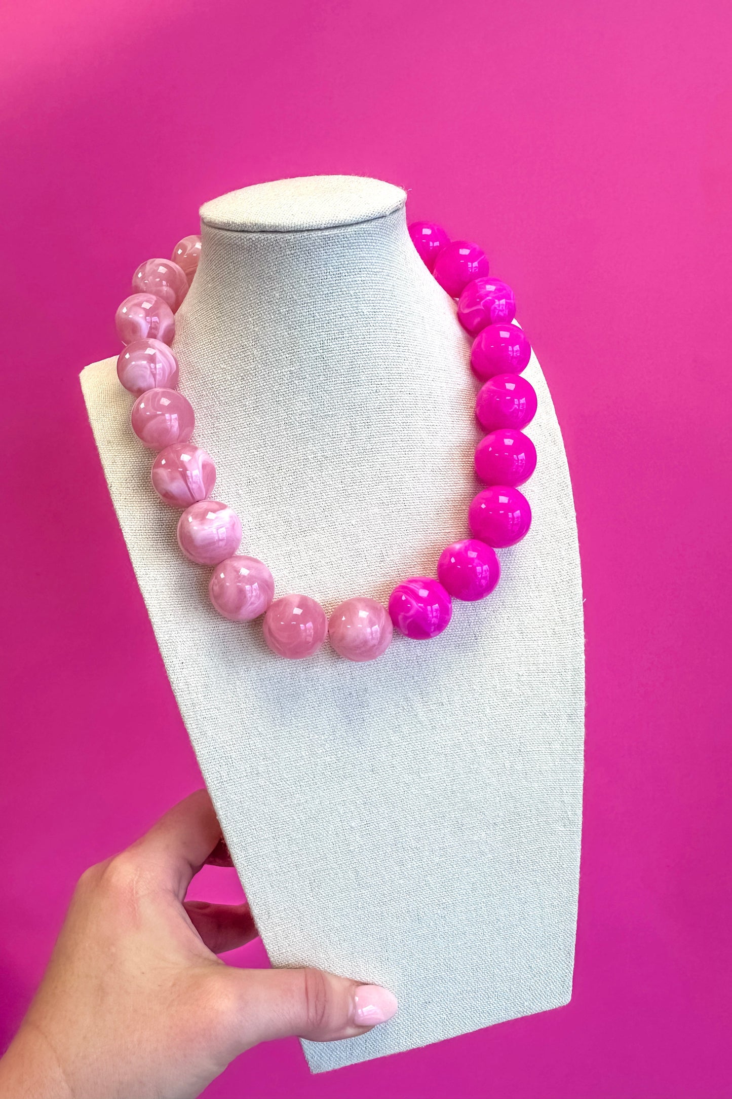 Bauble Ball Necklace - Half  - Pink and Dark Pink