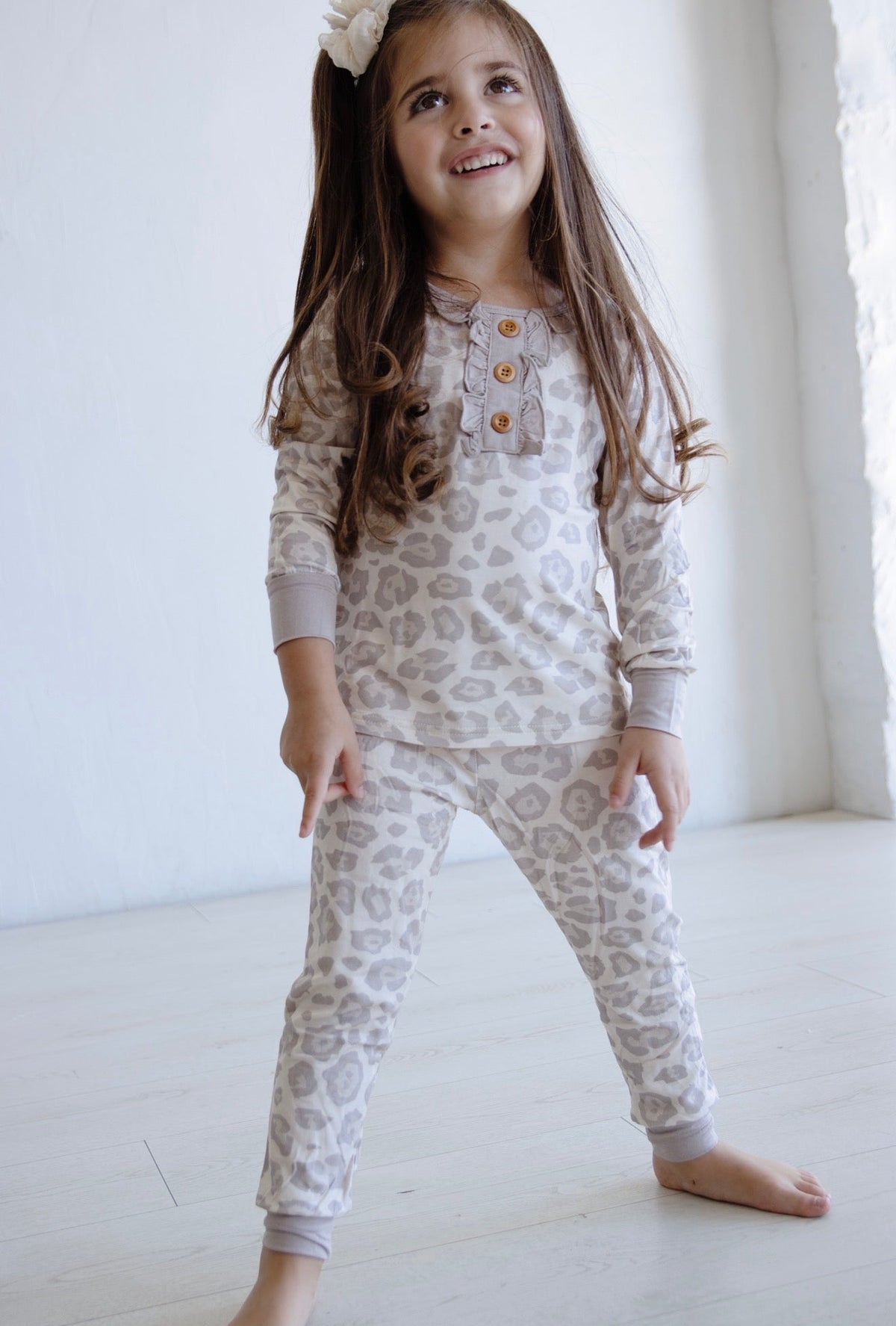 Natural Leopard | Two Piece Bamboo Pajama Set